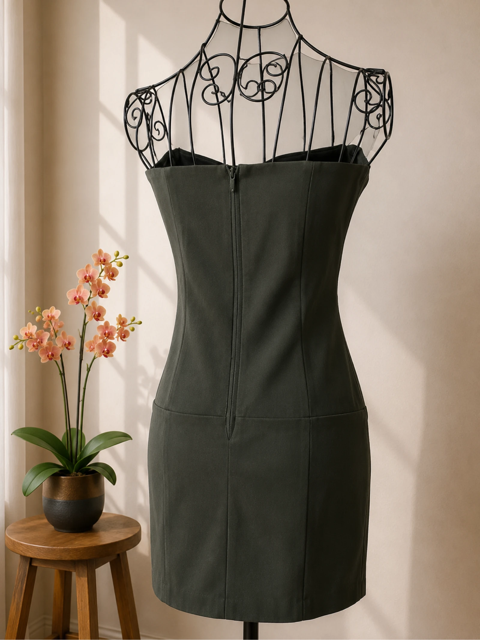 Vestido bustier ASOS Design cáqui tamanho 34 novo com etiqueta para festa coquetel escritório siren – photo 2